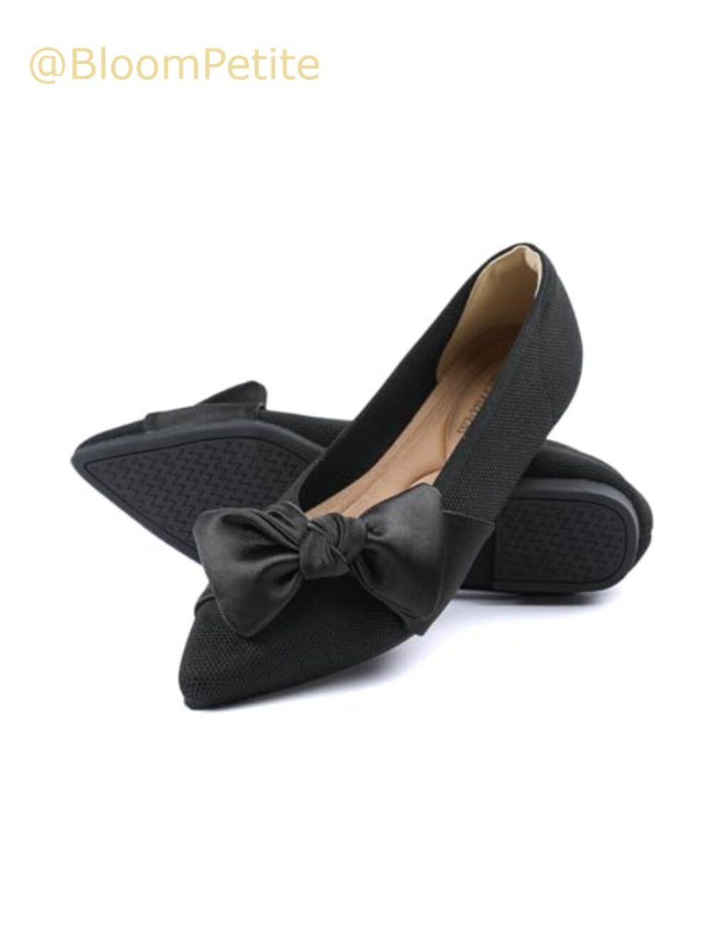 Pointed Toe Ballet Flats with Bow Mesh Comfort Dressy Shoes